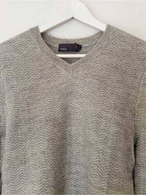Vince Light Gray Alpaca Wool Knit V-Neck Sweater